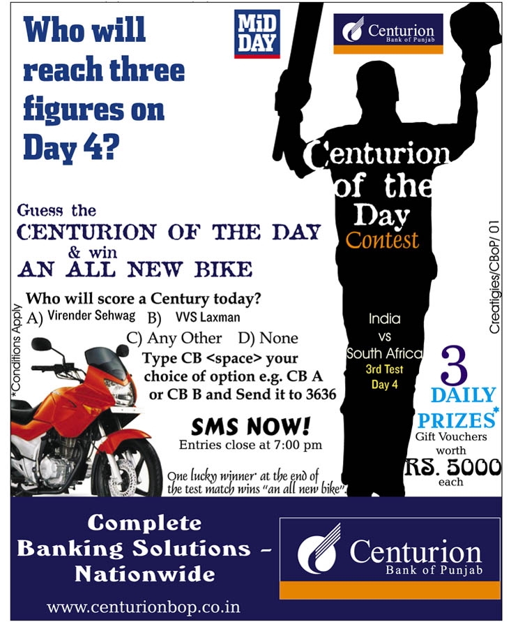Centurion Bank of Punjab - Mid Day - Centurion of the Day Contest - 2006