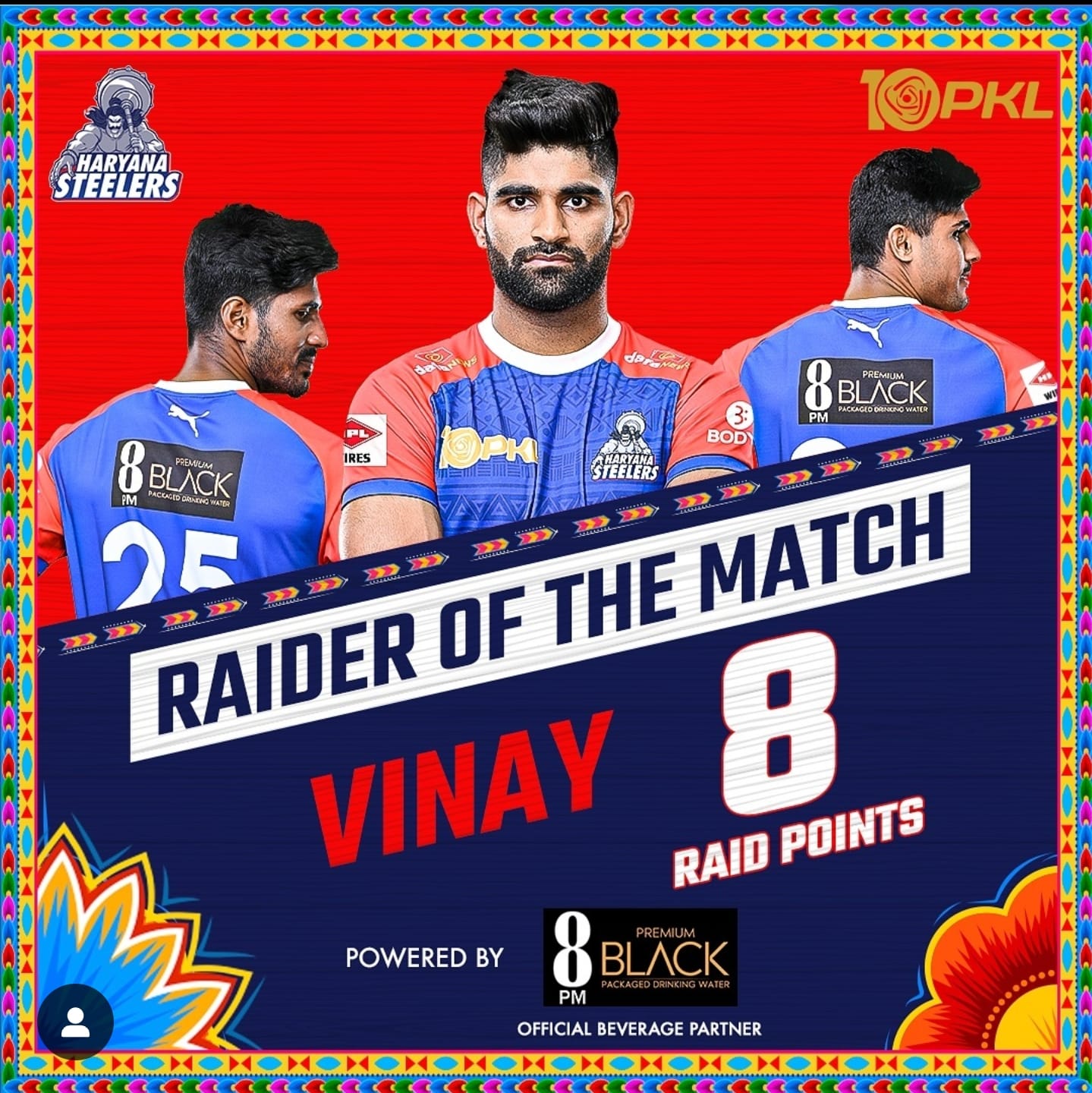 Radico Khaitan 8 PM PDW - Haryana Steelers - Jersey Back 2023, 2024 & 2025