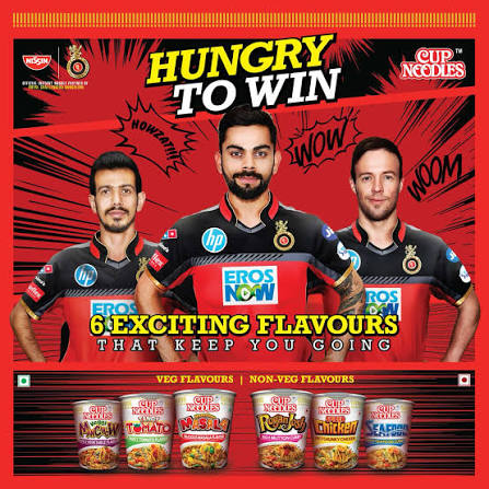 Nissin (Cup Noodles, Top Ramen ) - Royal Challengers Bengaluru - Official Noodle Partner, 2017, 2018 & 2019