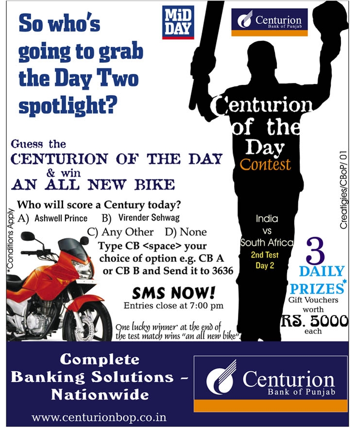 Centurion Bank of Punjab - Mid Day - Centurion of the Day Contest - 2006