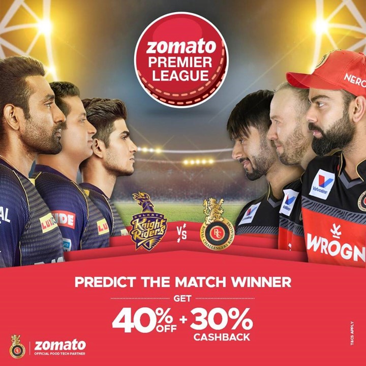 Zomato – Official Food Delivery Partner - Royal Challengers Bangalore, Kolkata Knight Riders, Delhi Capitals – 2019