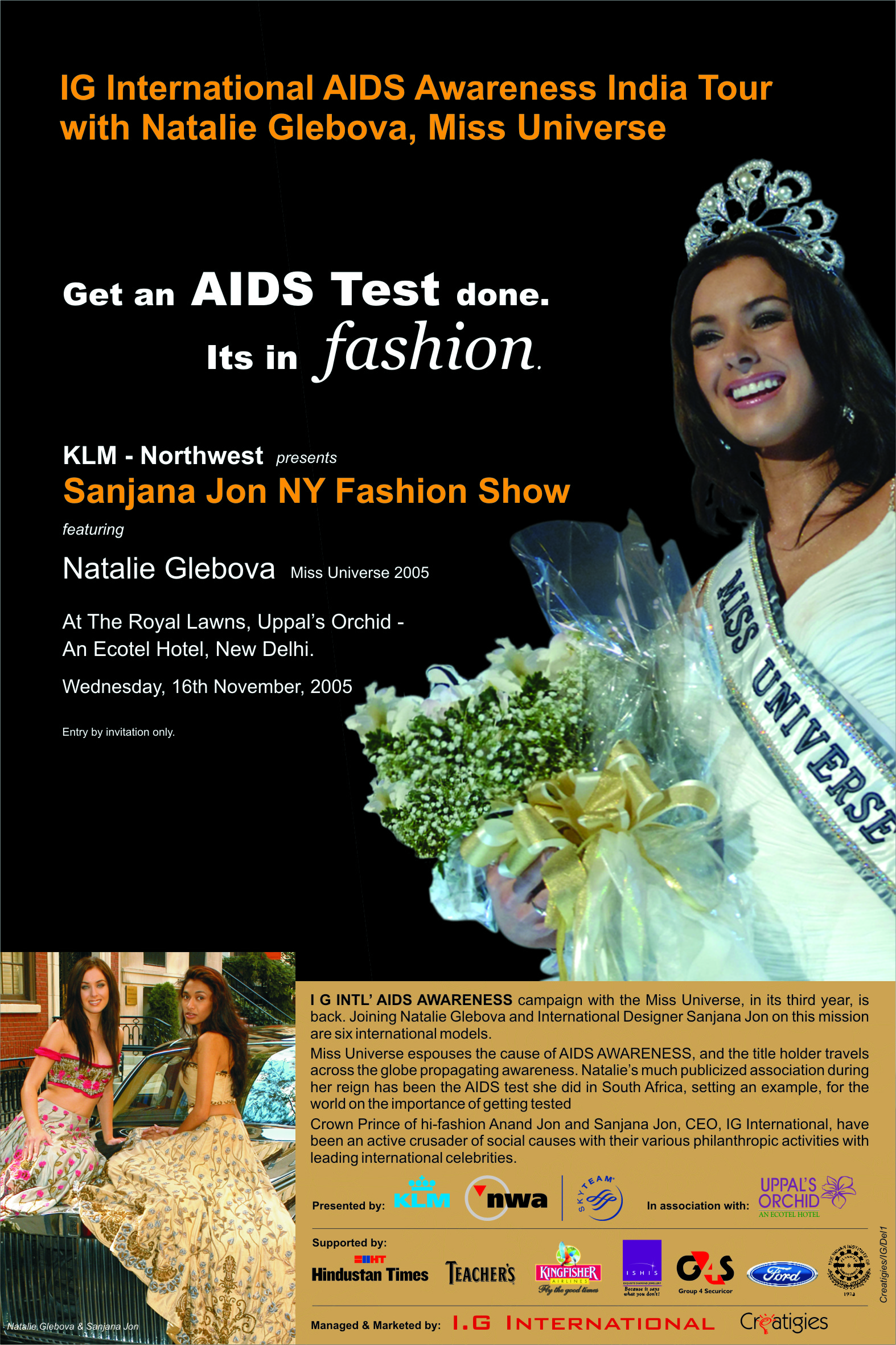 Miss Universe AIDS Awareness Tour to India - 2005