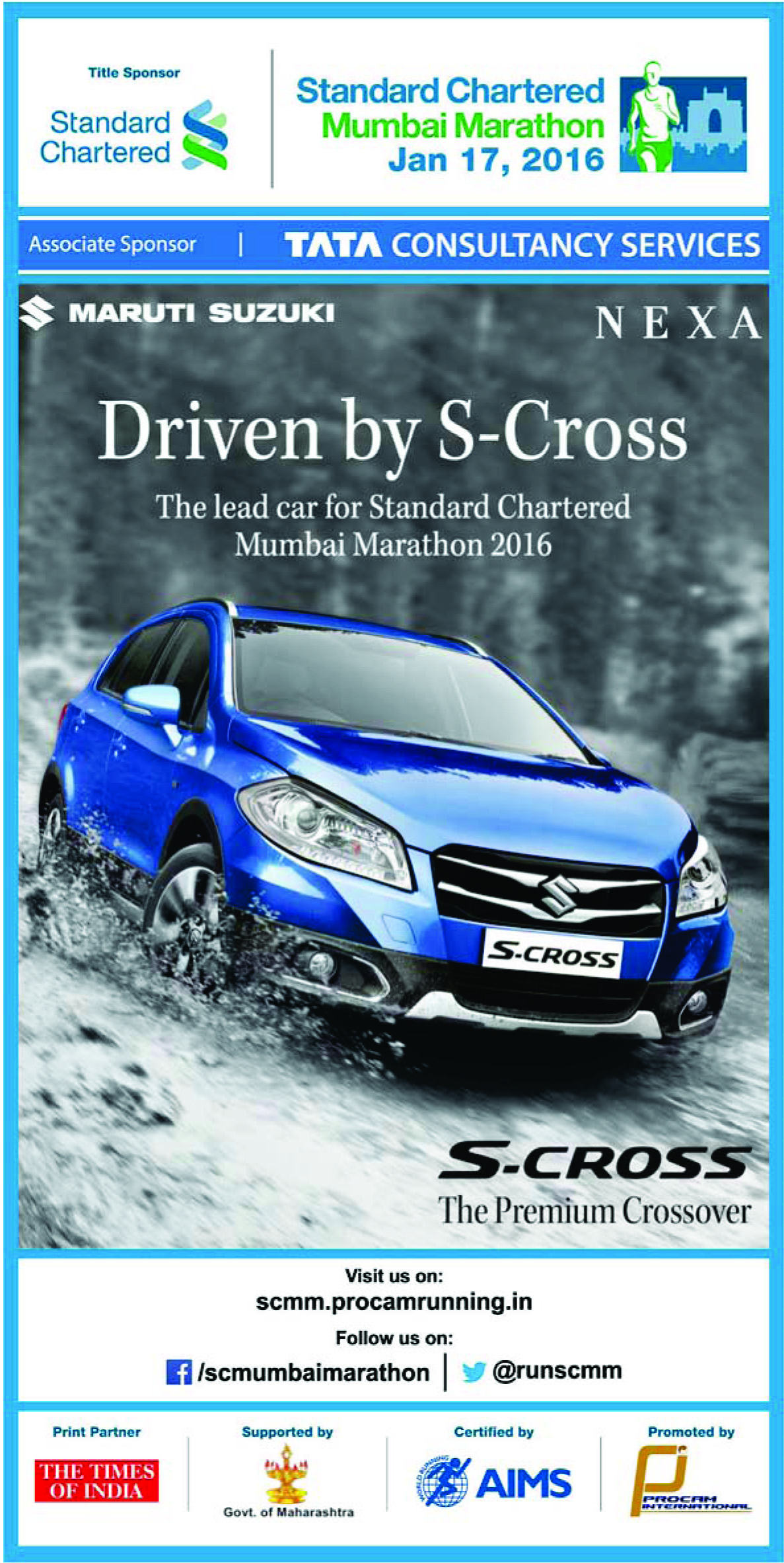 Procam Marathons – Maruti Suzuki – Lead Car Sponsor S-Cross (2016 & 2017)
