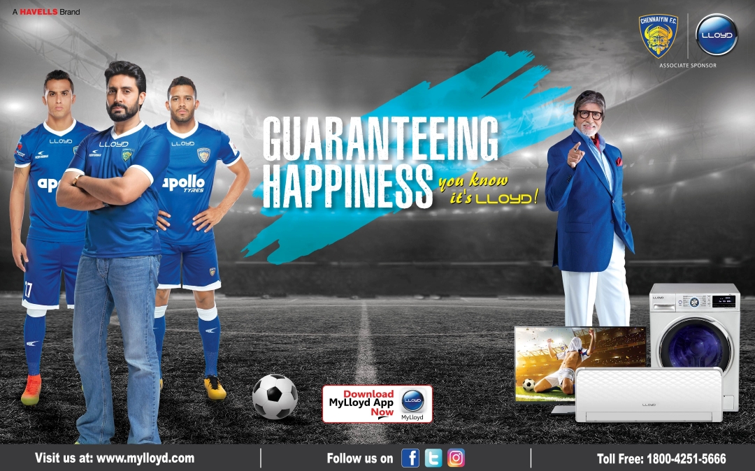 LLOYD Spreading Happiness with Chennaiyin FC – ISL 2016-2018